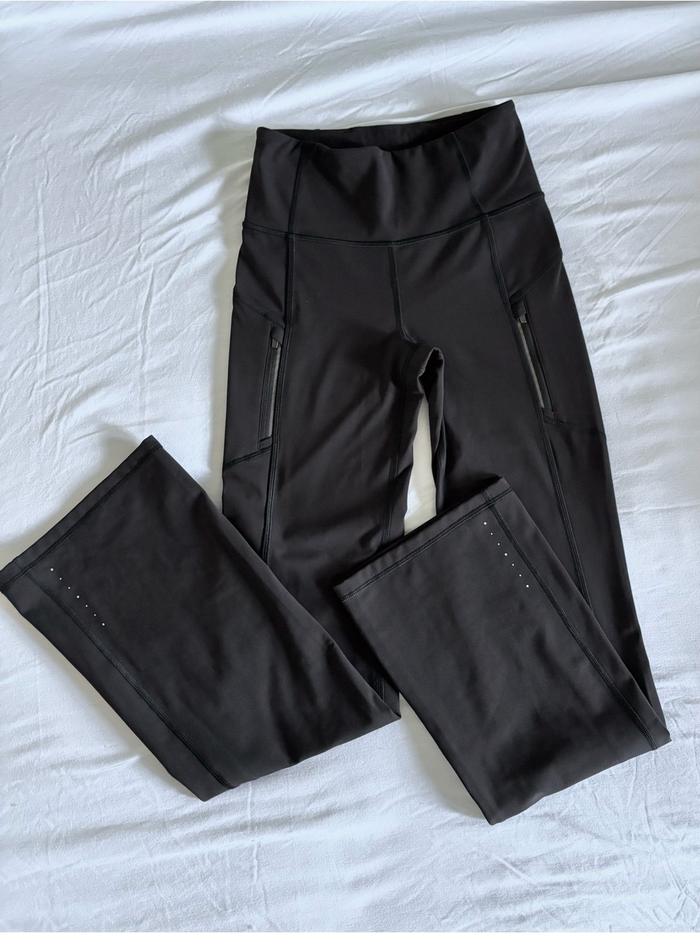 Athleta Black High-Waist Track Joggers with Zip Pockets